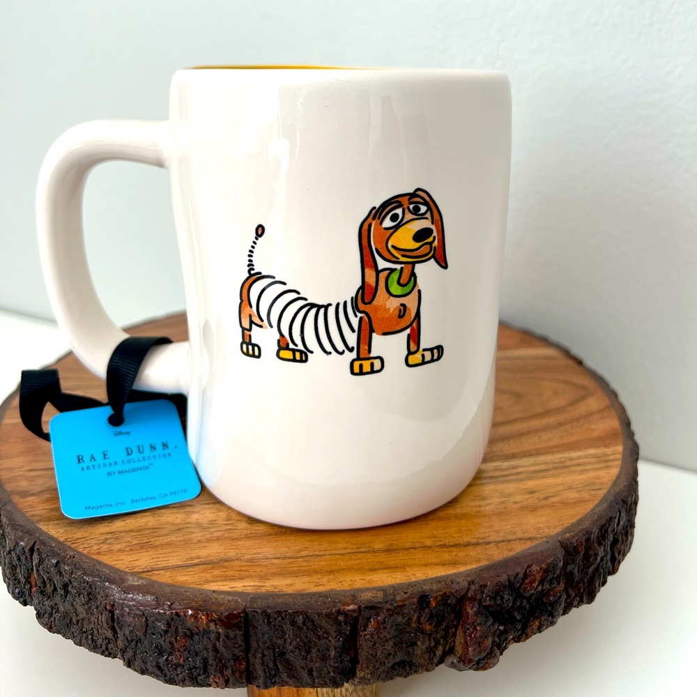 RAE DUNN TOY STORY SLINKY DOG "IT'S BEEN A LOOONG DAY" 2 SIDED MUG NEW